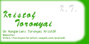 kristof toronyai business card